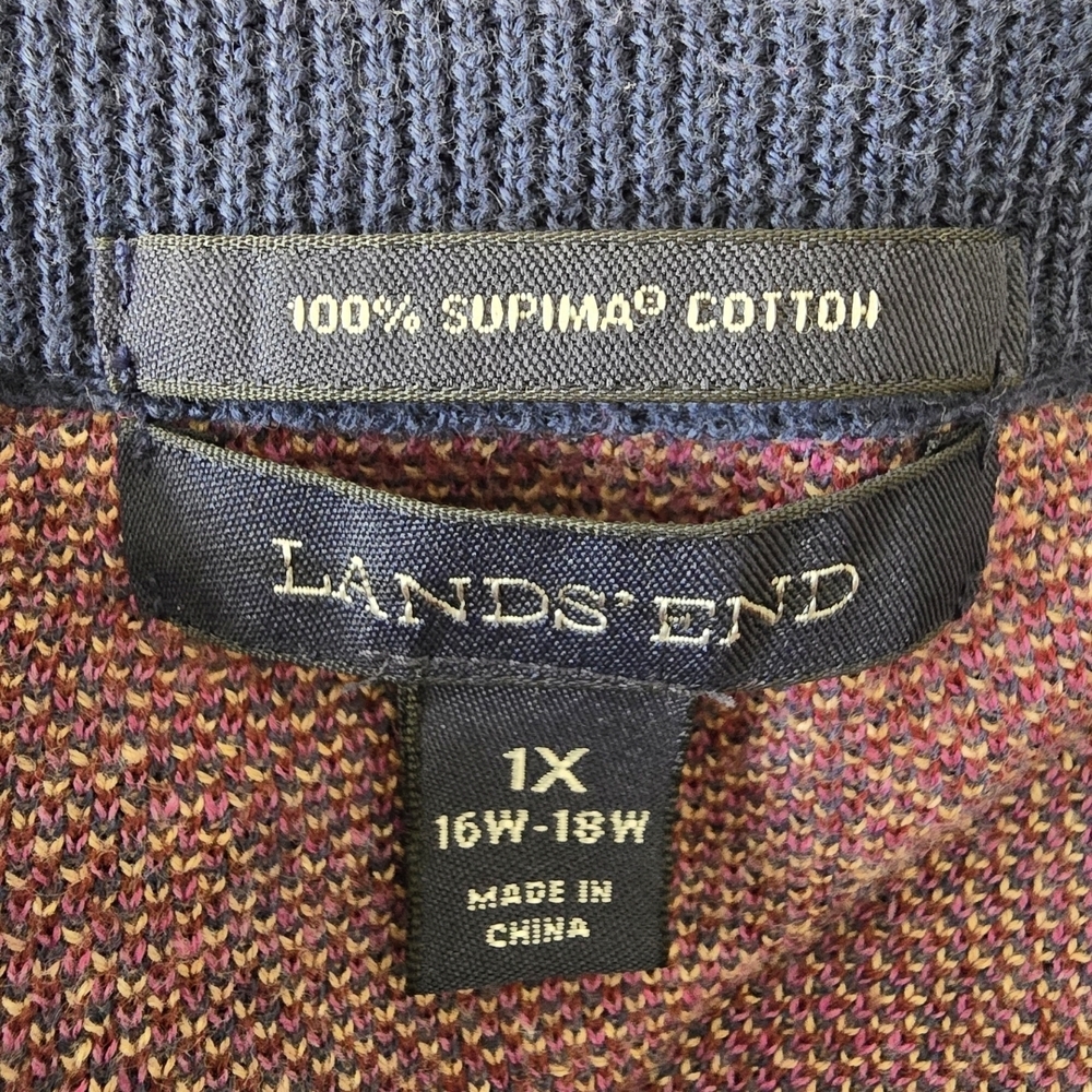 Lands' End Women's Vibrant Purple Patterned Cardigan 1X - Picture 4 of 5